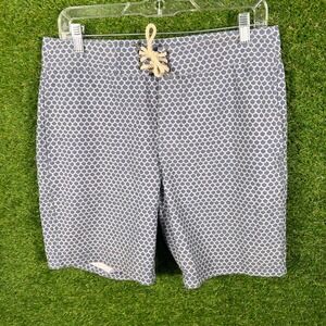 FAHERTY Men's Swim Trunks Shorts Blue White Scale Print Size 30‎